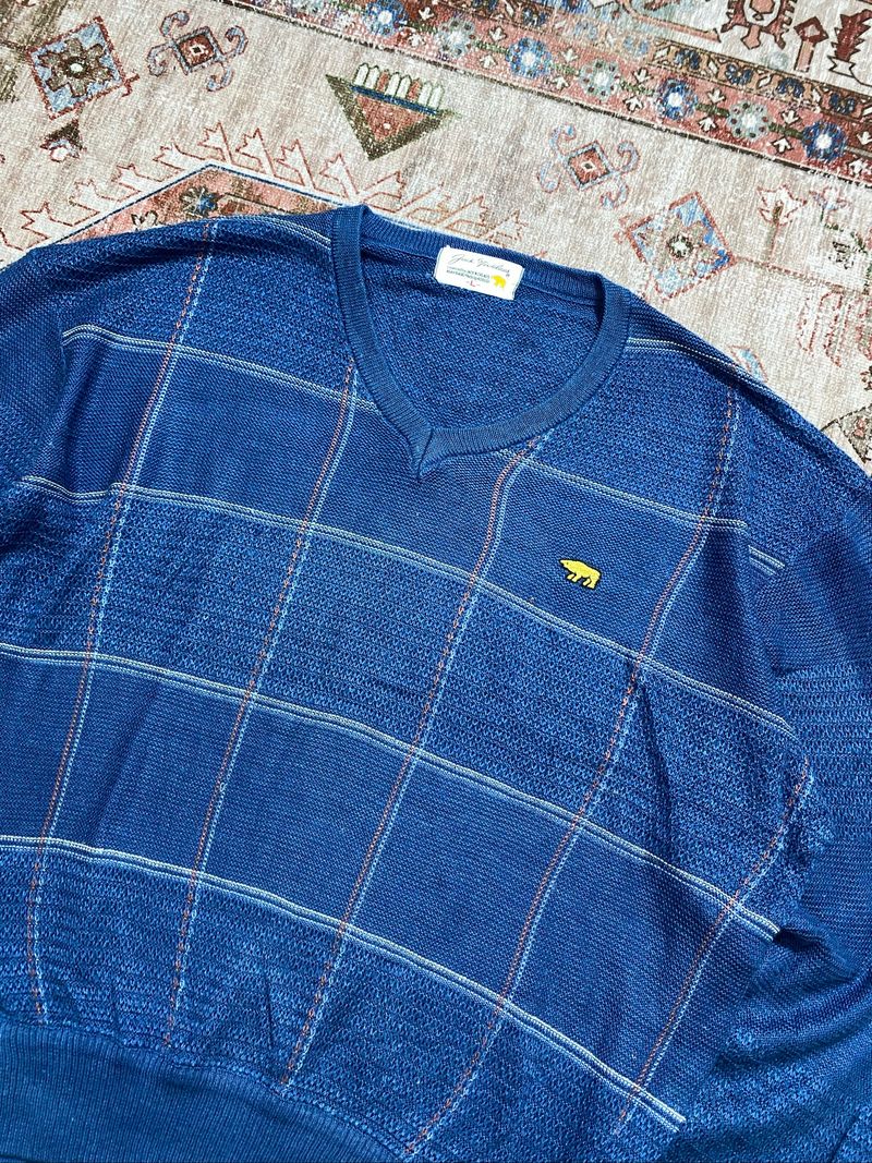 Knitwear pattern v neck Blue Jacknicklaus, foto 4