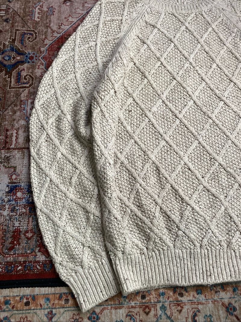 Knitwear Cable argyle pattern cream texture Giordano, foto 8