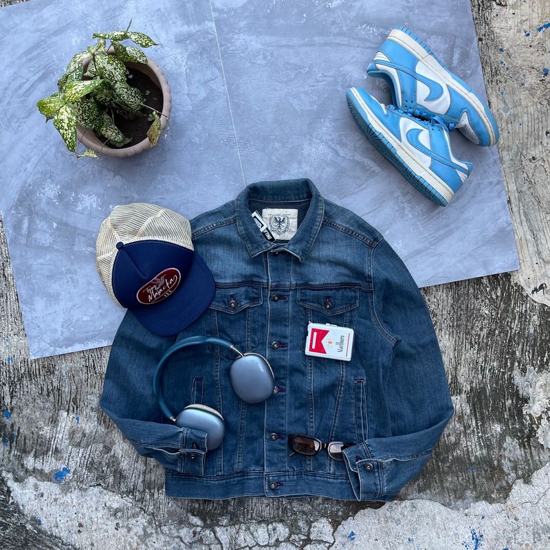 Grunge Indie Denim jacket Pria blue, foto 3