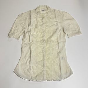 Vintage Victorian Ruffle Lace Bust Napoleon Button Up Top