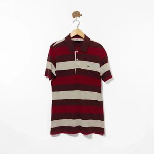 La coste Striped Red/Maroon/White Poloshirt