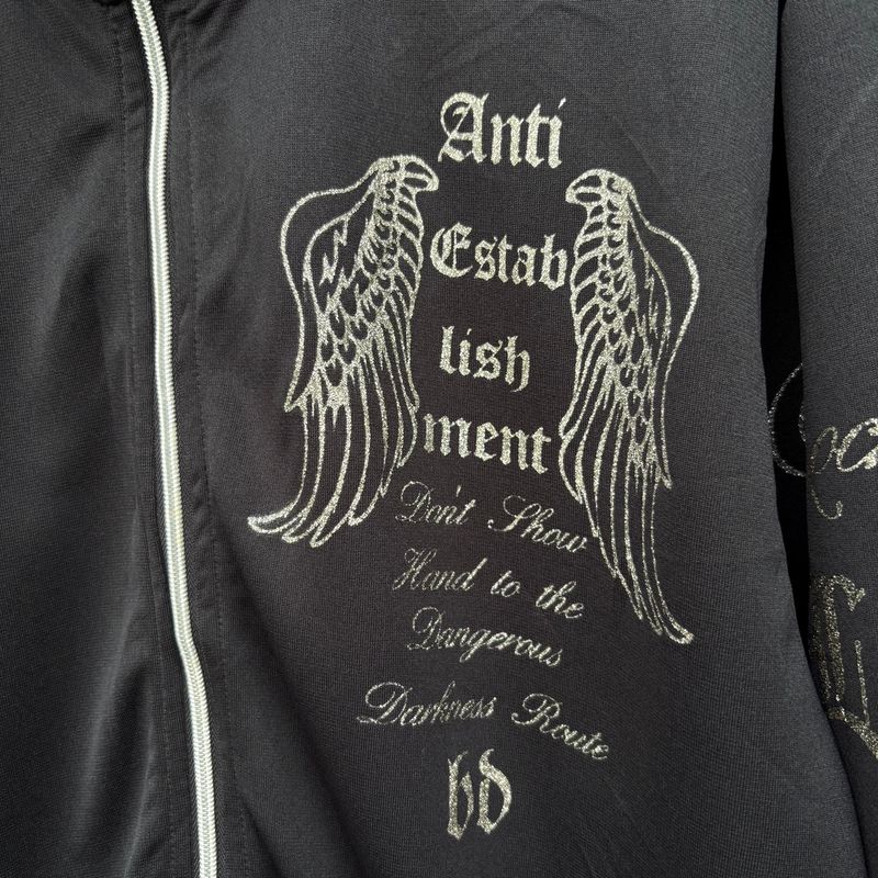Y2K Punk Emo Goth Grunge Poem Style Tracktop Jacket, foto 2