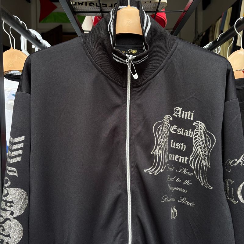 Y2K Punk Emo Goth Grunge Poem Style Tracktop Jacket, foto 3