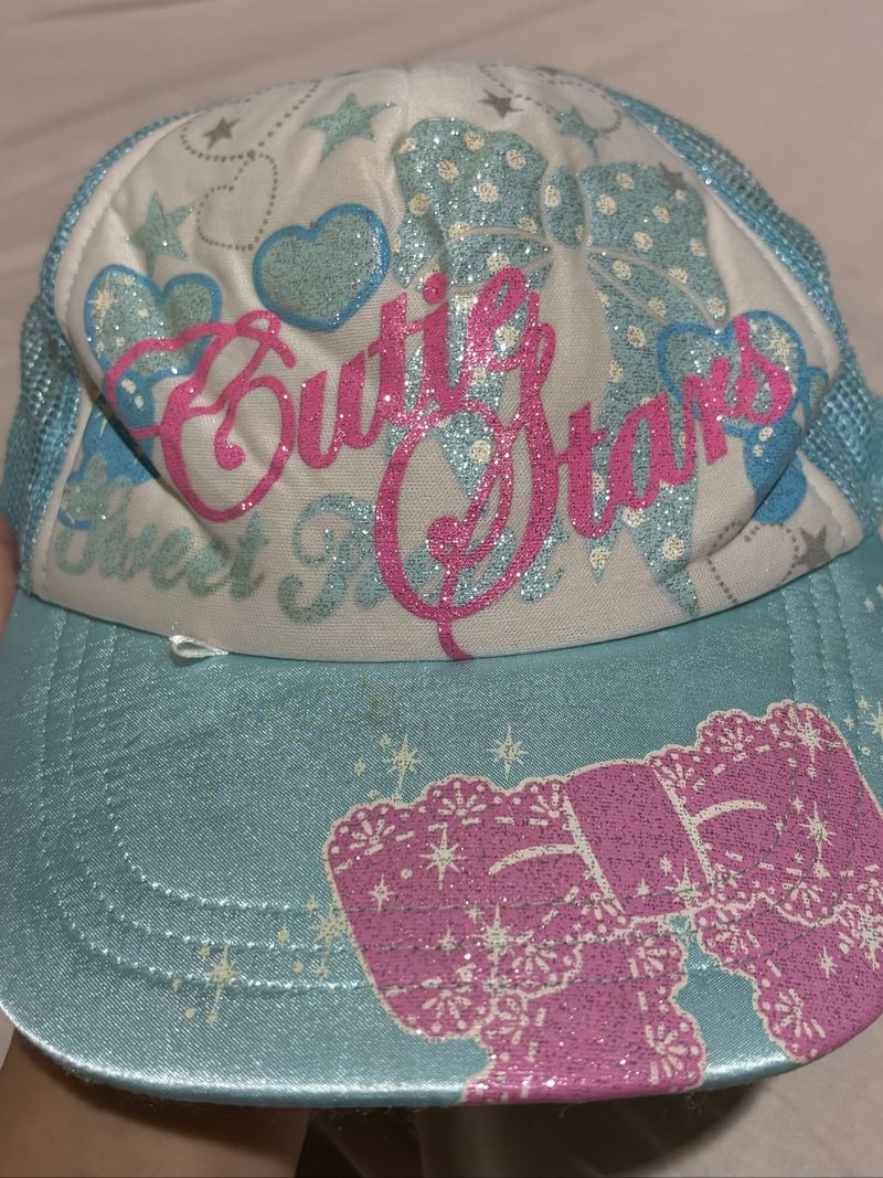 Y2k pink blue typography hat, foto 4
