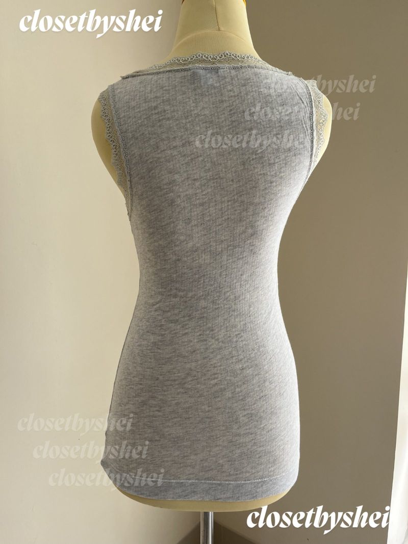 Calvin Klein Ribbed Lace Trim Tank Top, foto 2