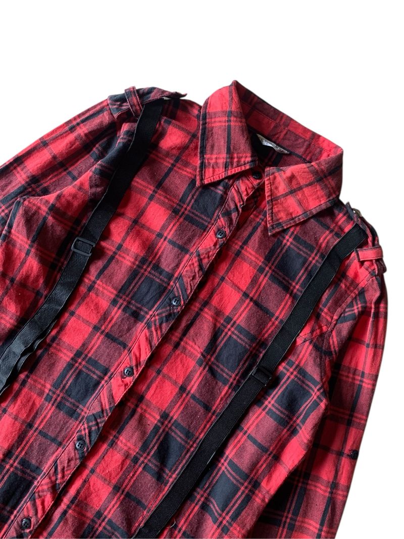 Y2k Sky bomber braces tartan gothic style, foto 5