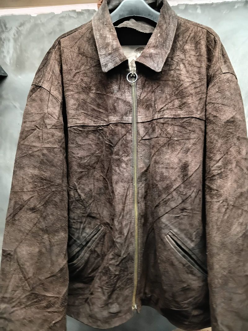 Jaket kulit/leather suede natural wear, foto 3