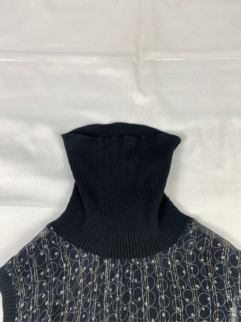 2000s Sisley Black See-through High Neck Blouse (M), foto 7