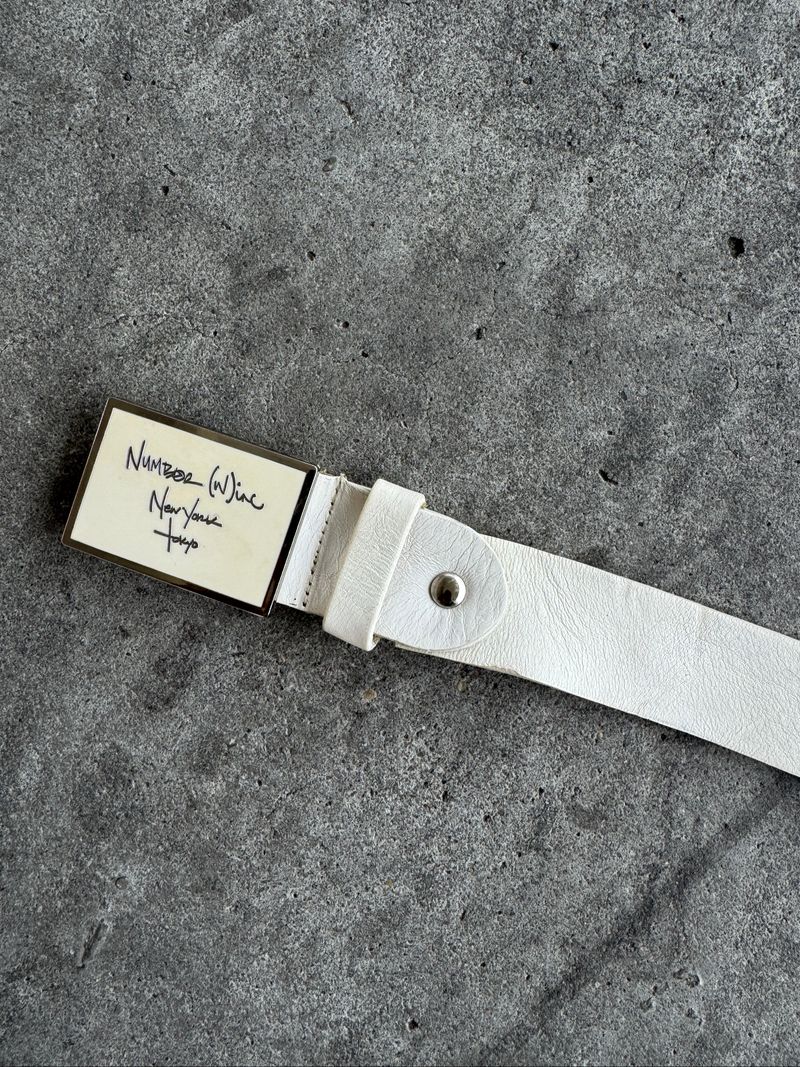 Number (N)ine White Leather Belt, foto 2
