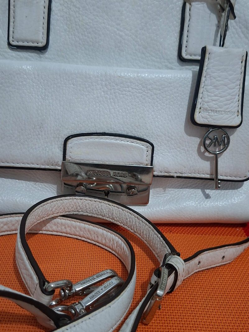 MICHAEL KORS AUDREY SATCHEL WHITE LEATHER, foto 3