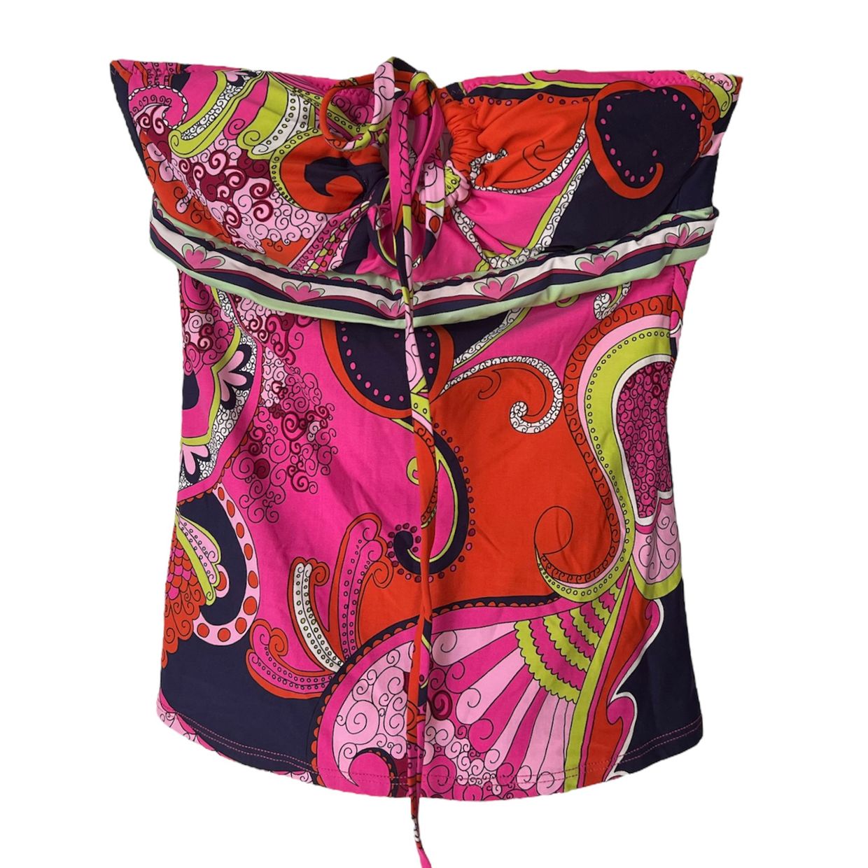 Y2K Bandeau top Wanita multicolor pink