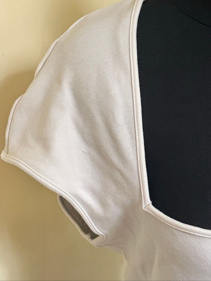 H&M • Divided White Square Neck Top Wanita, foto 2