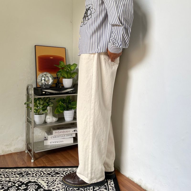 2000’s broken white denim baggy jeans, foto 9