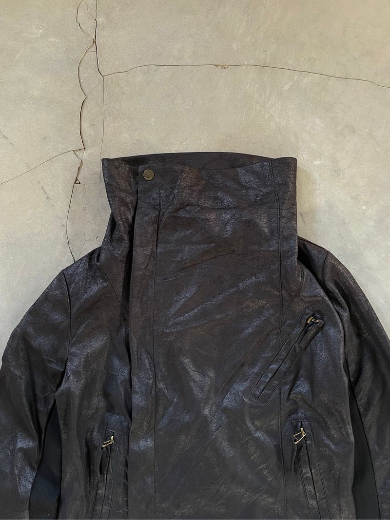 Y2k Grunge Emo Codes Combine Ninja High Neck Leather Jacket, foto 9