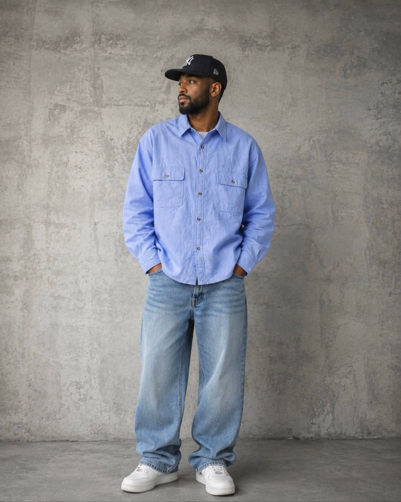 BLUE SHIRT DOUBLE POCKETS BY STREET POLO, foto 2