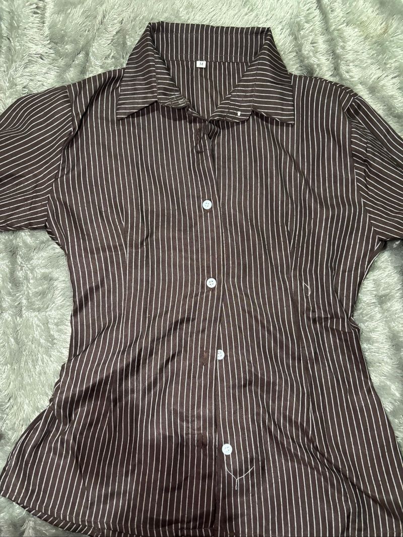 Kemeja Stripe UK M Coffe, foto 3