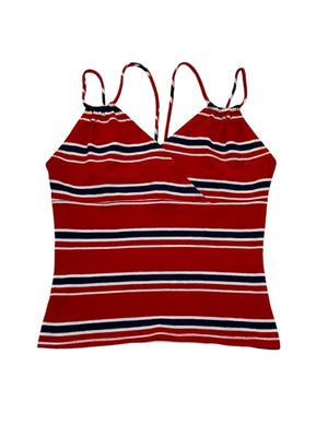 Vintage Cami top Wanita navy red