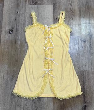 Baby Yellow Terry Cloth Ribbon Dress