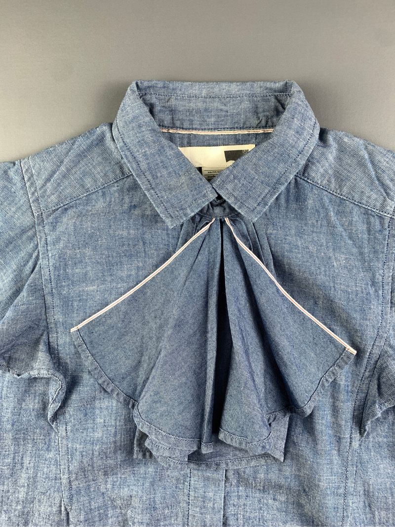Levi's Blue Bowtie Selvedge Ruffle Blouse (S), foto 4