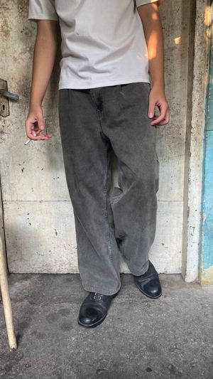 Gu Denim Baggy Slacks Washed Grey