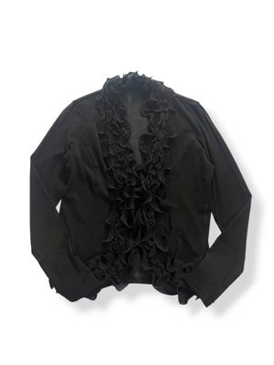 Black Ruffle Mesh Top