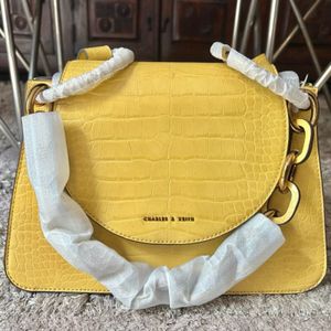 Charles & Keith Croco Handbag Chunky Big Size YellowOriginal