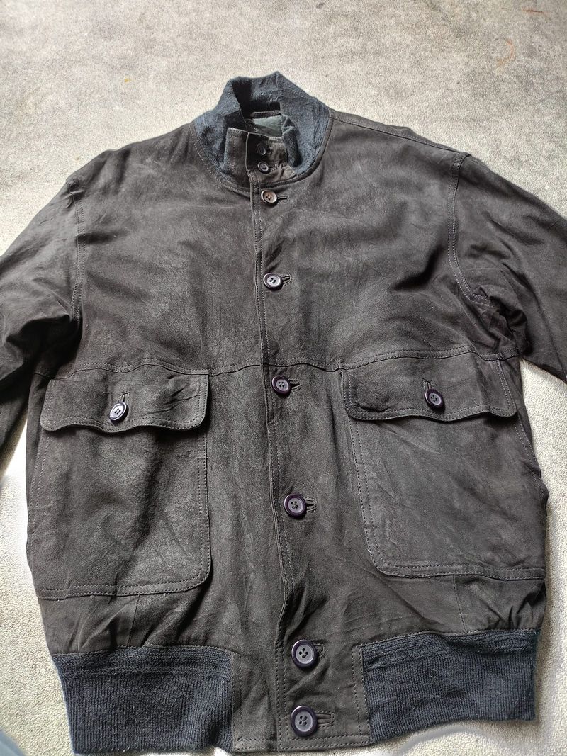 Milestone Jaket Bomber Kulit Suede, foto 3