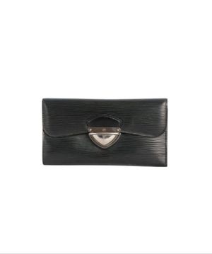 LOUIS VUITTON Authentic LV Black EPI Leather Eugenie Long Wa
