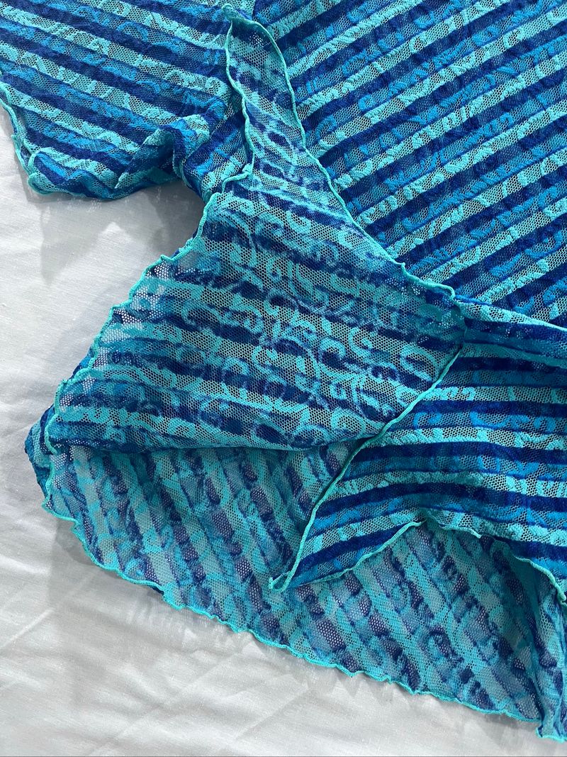 Blue Textured Mesh Top, foto 3