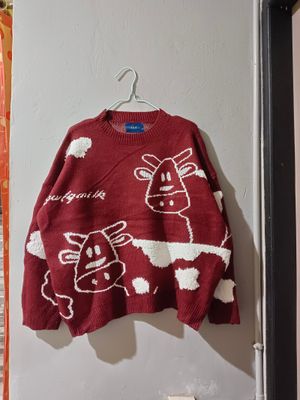 Sweater Oversize Tebal Motif Timbul