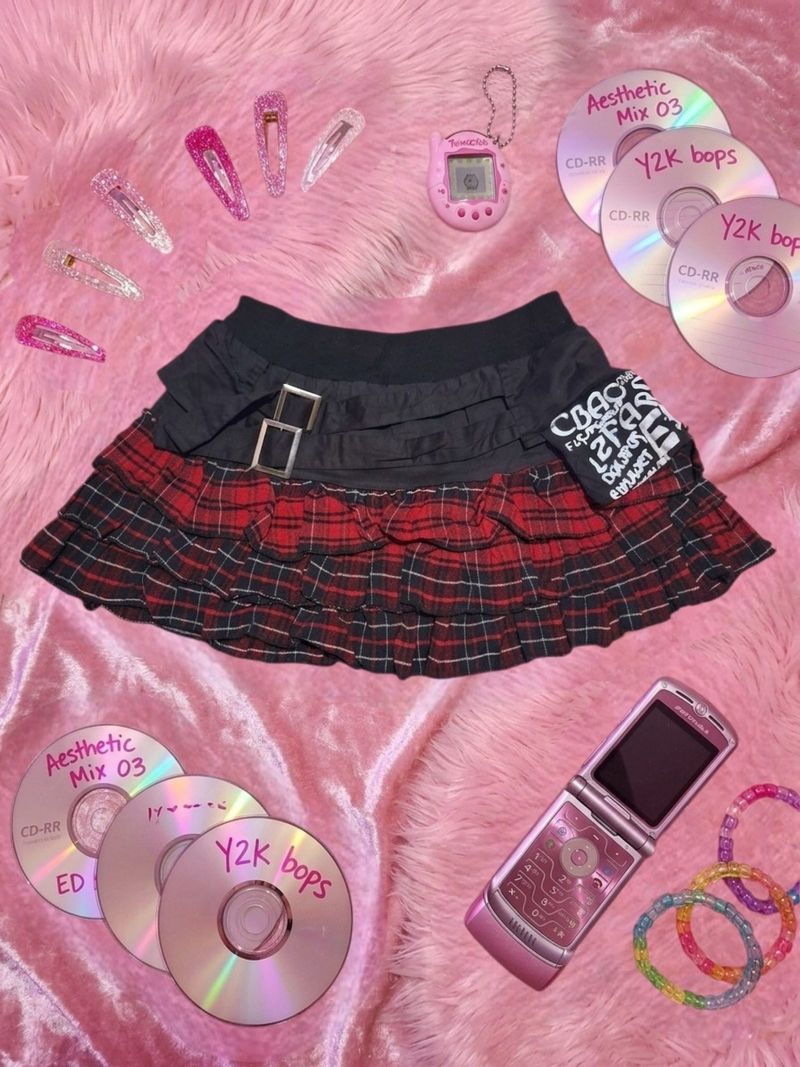Red Skull Plaid Skirt, foto 2