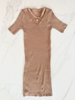 Dress knit nude press body woman