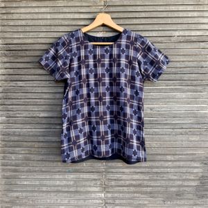 RF - Blouse Loose Fit Motif Abstrak Navy