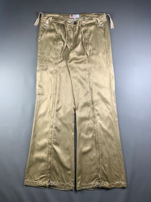 Yaya Beige Tactical Shinny Flare Zip Pants (32)