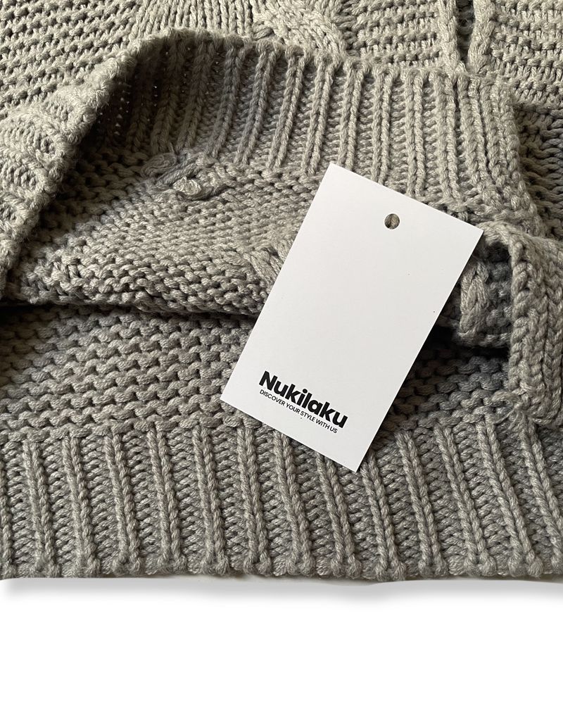 Papermoon Gray Knit Cardigan Rajut, foto 4