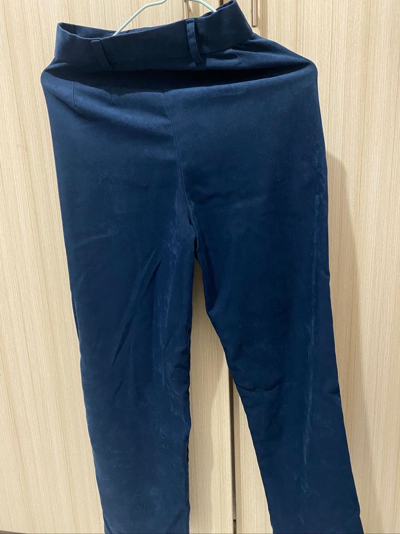 Blue velvet-like straight pants, foto 2