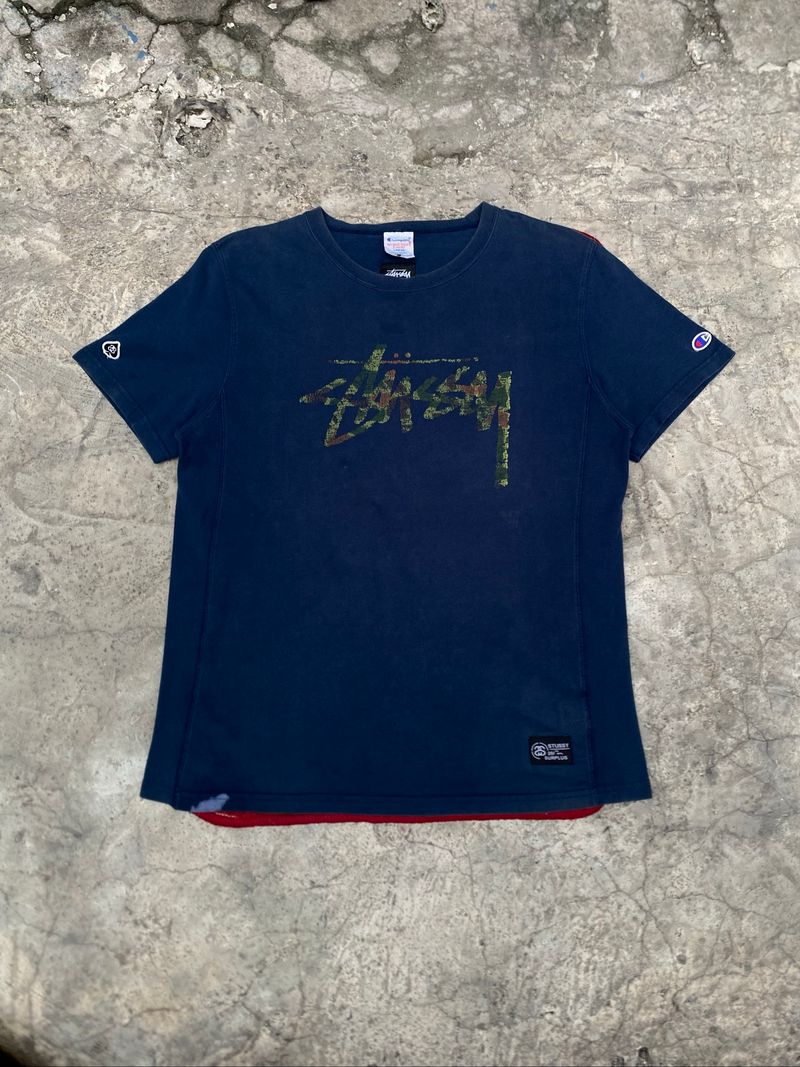 Stussy X Champion Reverse Weave tee - Preloved