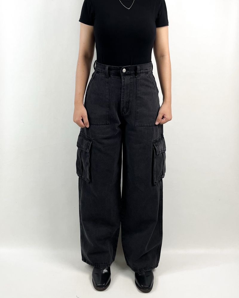 Denim Cargo Pants Black, foto 2