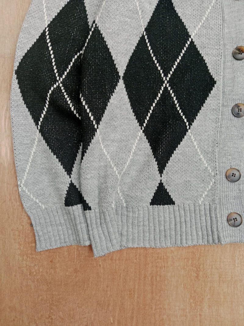 Bbaljunocho Grey Argyle Cardigan [Unisex], foto 6