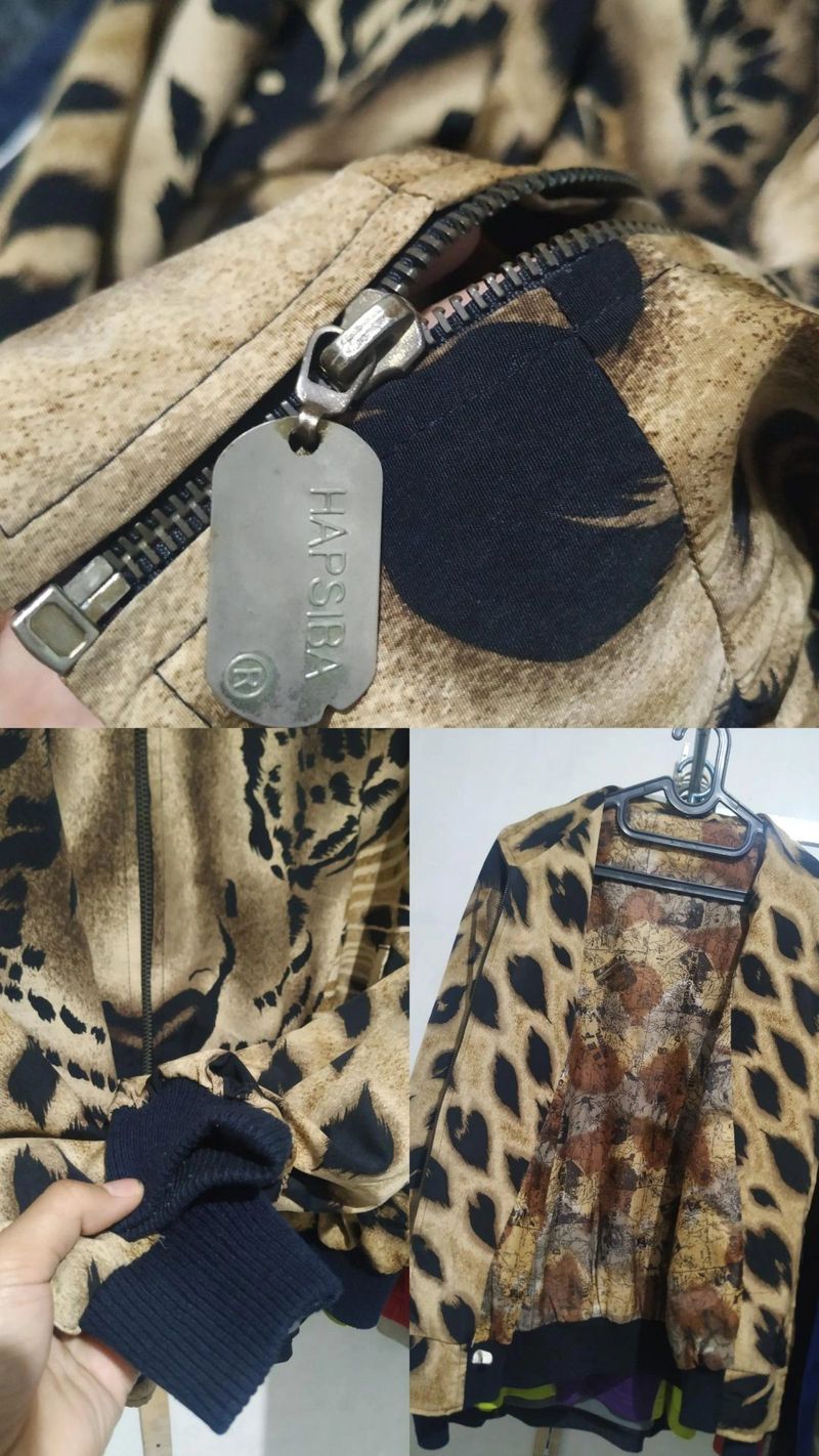 Vintage 90s Haepsiba leopard pattern japanese bomber jacket, foto 3