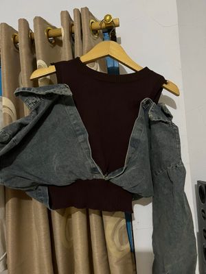 Y2K Knit Denim Top