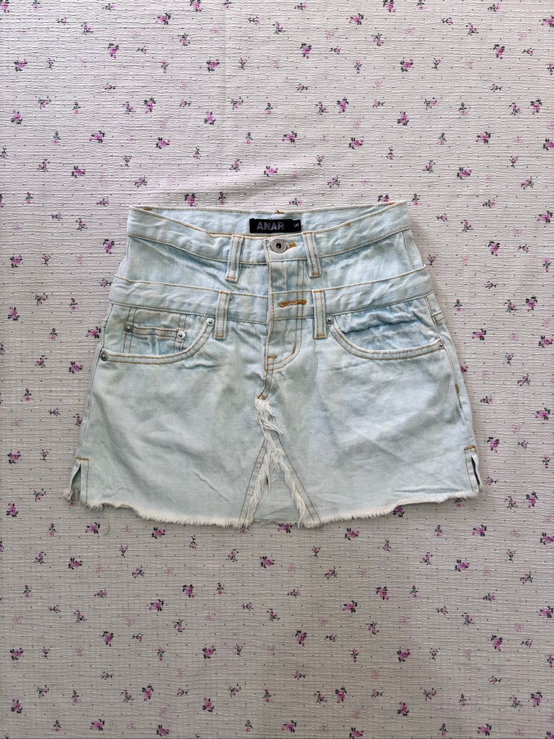 Double Layer Jeans Mini Skirt, foto 2