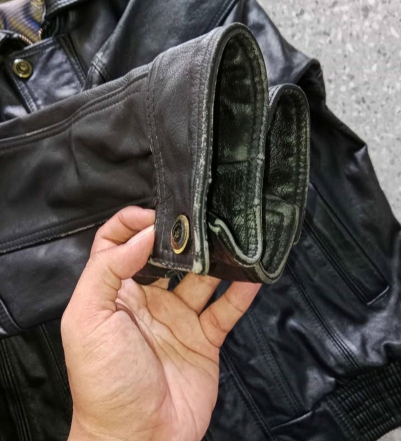 Jaket kulit vintage bomber, foto 4