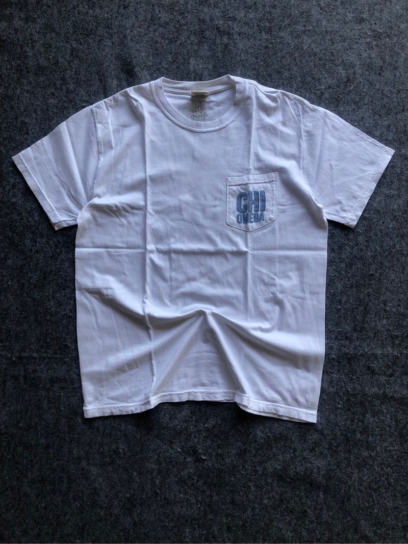 chi omega white pocket tshirt, foto 3