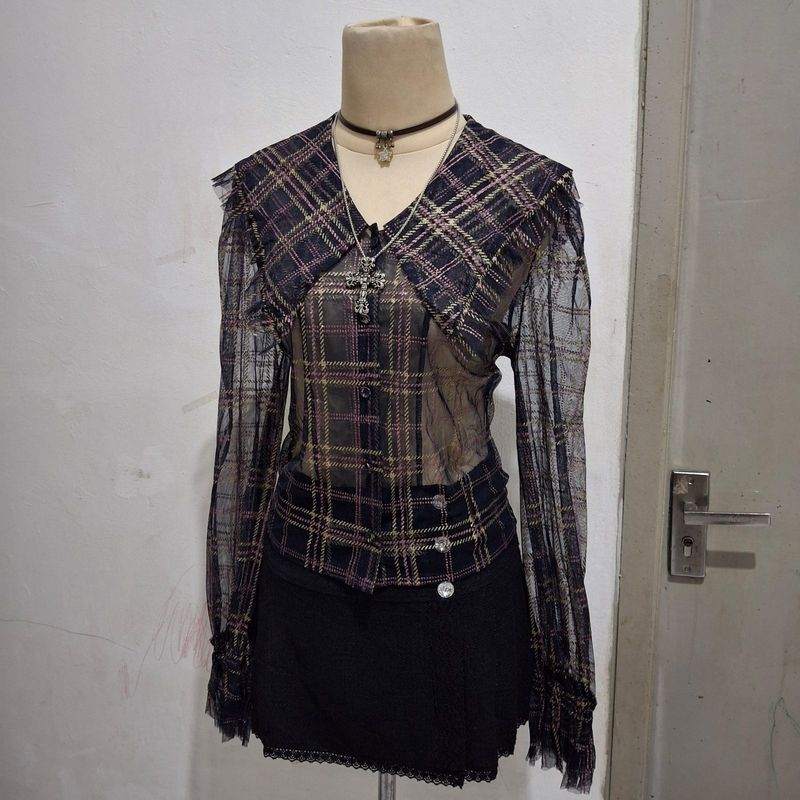 SCHINDLER SAILOR PLAID see through top, foto 3