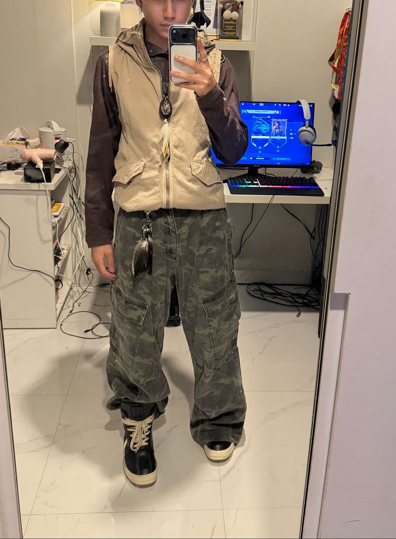 🍃🇰🇷@avandress Side big cargo pants camo, foto 6