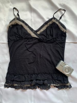 y2k harajuku gyaru fur cami top by cecil mcbee