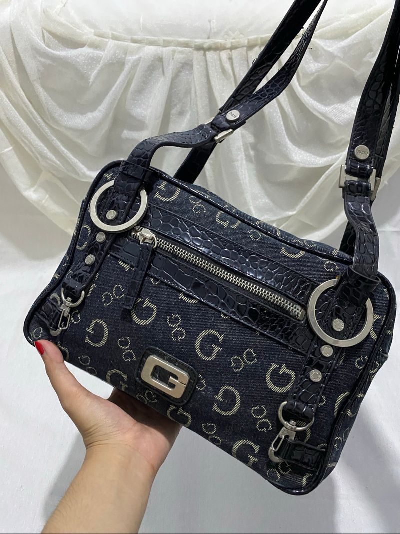 Vintage Guess Monogram Denim Shoulder Bag!, foto 2