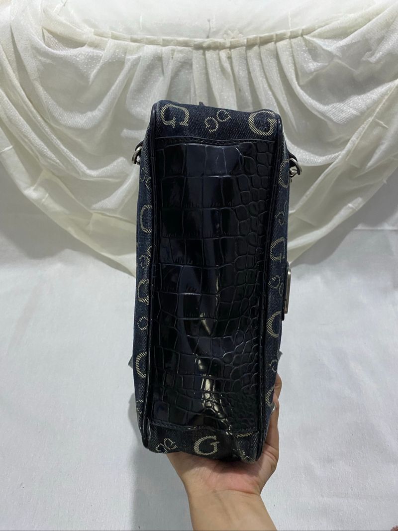 Vintage Guess Monogram Denim Shoulder Bag!, foto 6