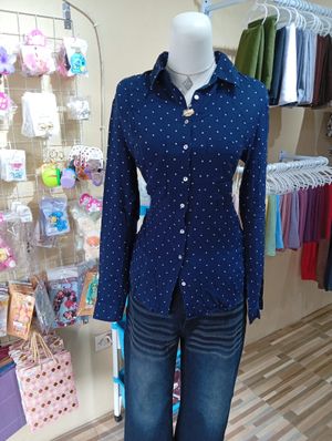 Stradivarius Long Sleeves Polkadot Shirts